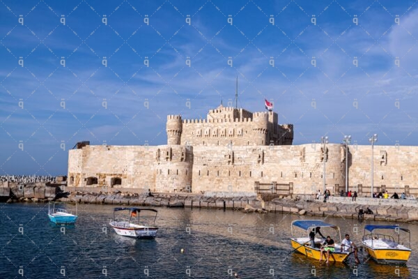 Boats next to Qaitbay Castle