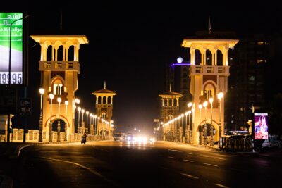 Stanley Bridge in Alexandria at night