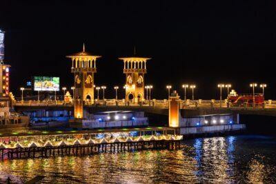 Alexandria Corniche at night
