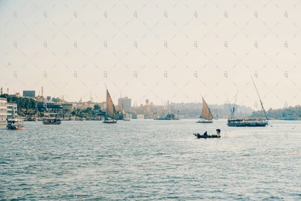 Sailing boats amid the Nile water