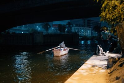 Nile boat at night