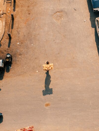 Man carrying bread tray