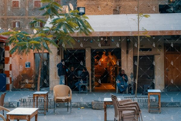 People sit in a café