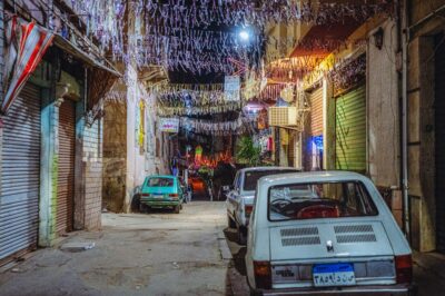 Cars in one of the streets in Ramadan