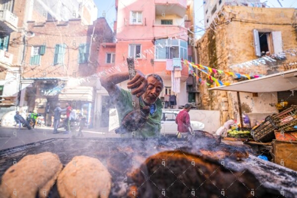 A man in a fish restaurant