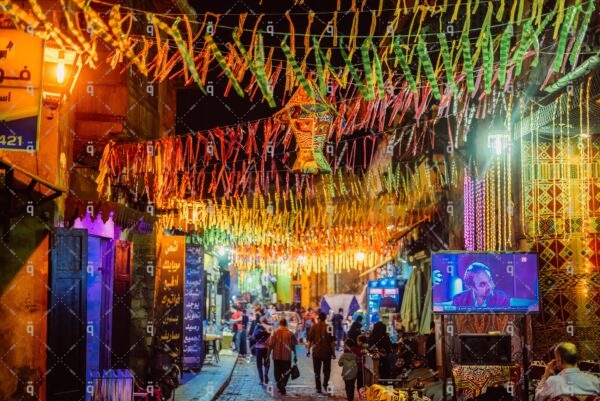 Ramadan lantern and decorations decorate the street