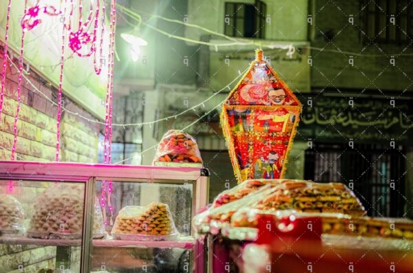 Ramadan lantern inside a restaurant