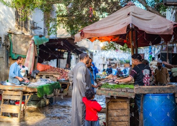 People buying fish