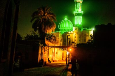 Lighting the mosque at night